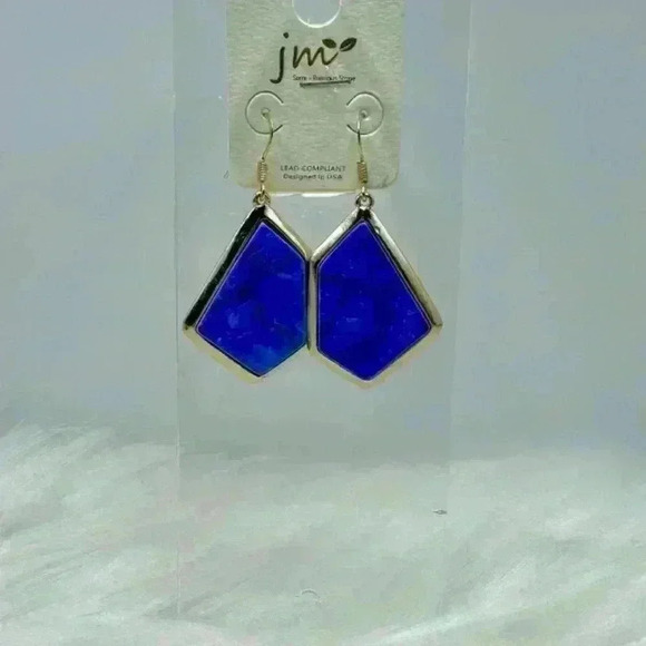 Blue Marble Statement Earrings - Picture 2 of 3